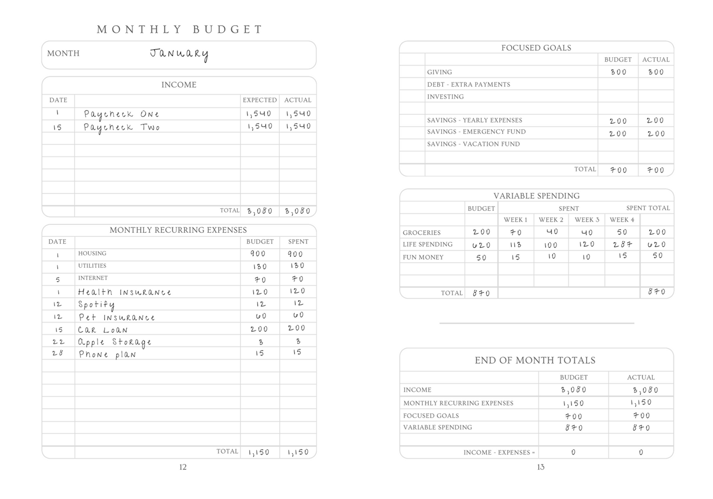 Cream | Simply Minimal - Money & Tasks Journal
